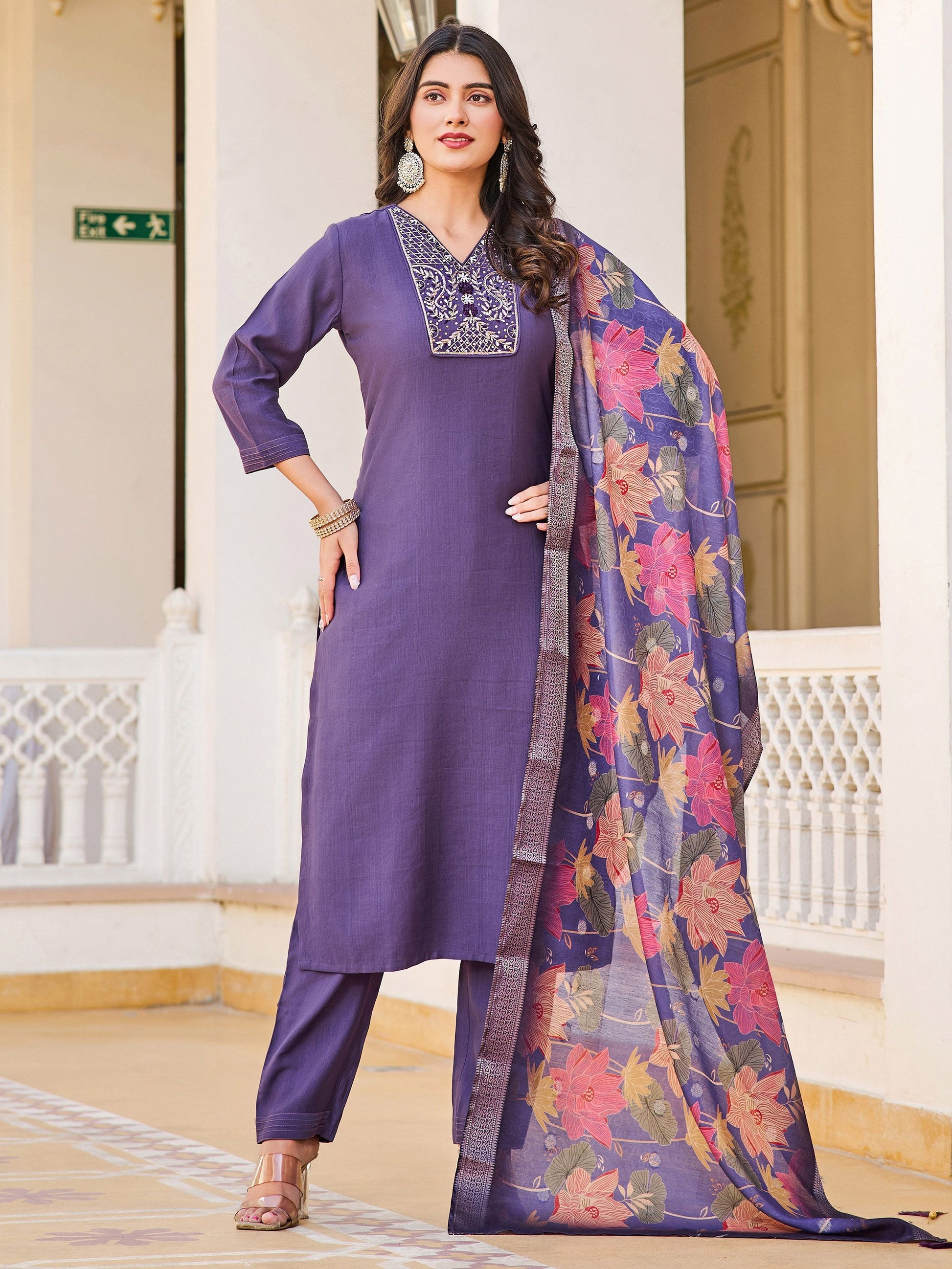 Lavender color vatican salwar suit for women with dupatta
