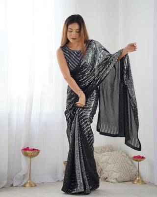 Black Georgette Sarees with Designer Blouse
