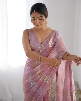 Pink Georgette Saree online
