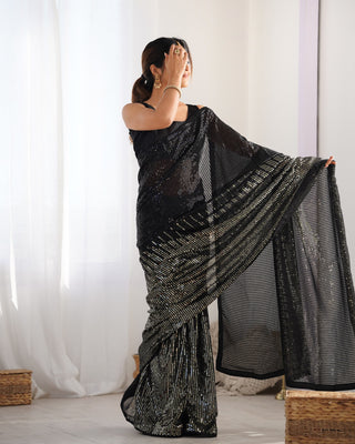 Black color georgette saree with blouse