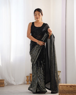 Black color georgette saree