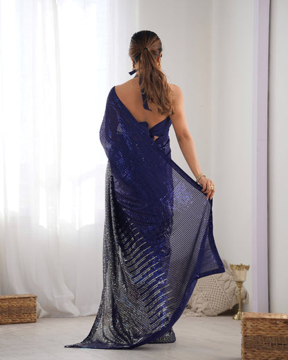 Blue color georgette saree price