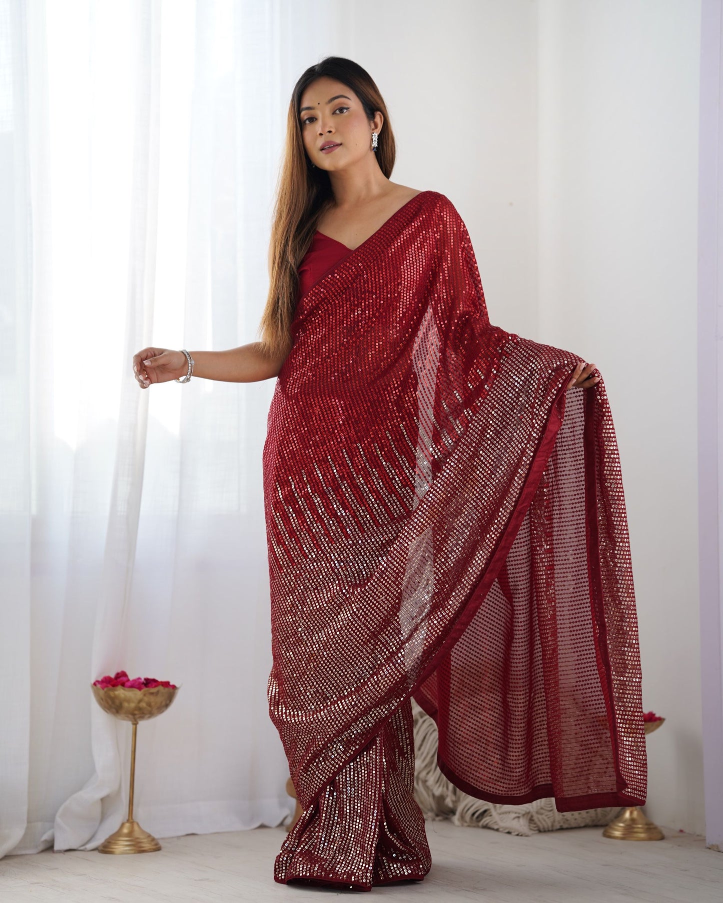 Red georgette sarees Party Wear

