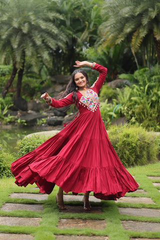 Maroon full flair gown