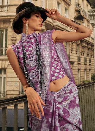 Purple organza saree for women with price online
