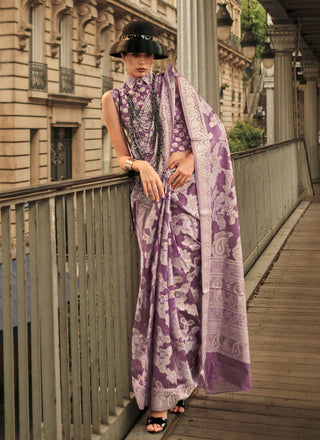 Purple organza saree for women with price
