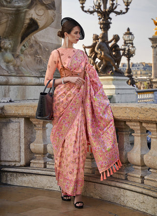 Peach organza saree for women online
