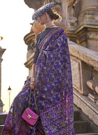 Navy Blue Organza Saree
