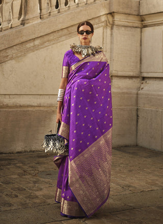 Purple color khadi handloom silk saree for women price
