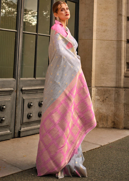 Grey color khadi silk saree for women price
