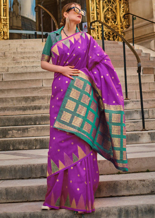 Purple color khadi silk saree for women