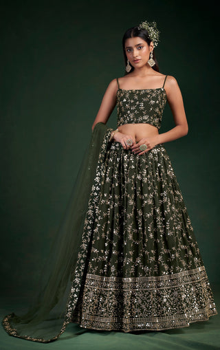 Dark Green Lehenga combination