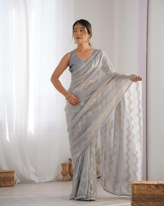 Grey color georgette saree for women online
