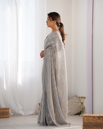 Grey color georgette saree for women online shopping
