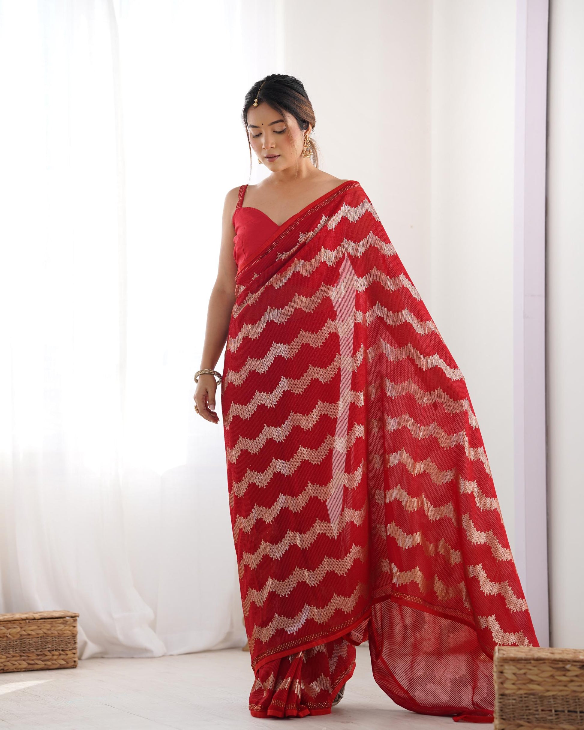 Red georgette sarees Party Wear
