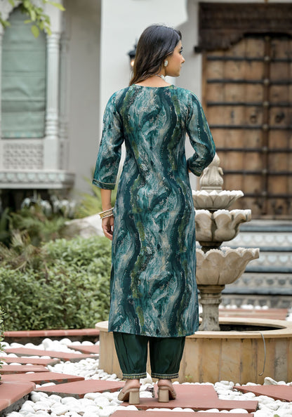 Green color modal silk salwar suit for women price
