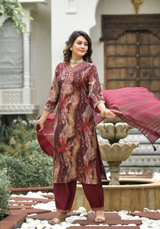 Maroon color modal silk salwar suit for women price
