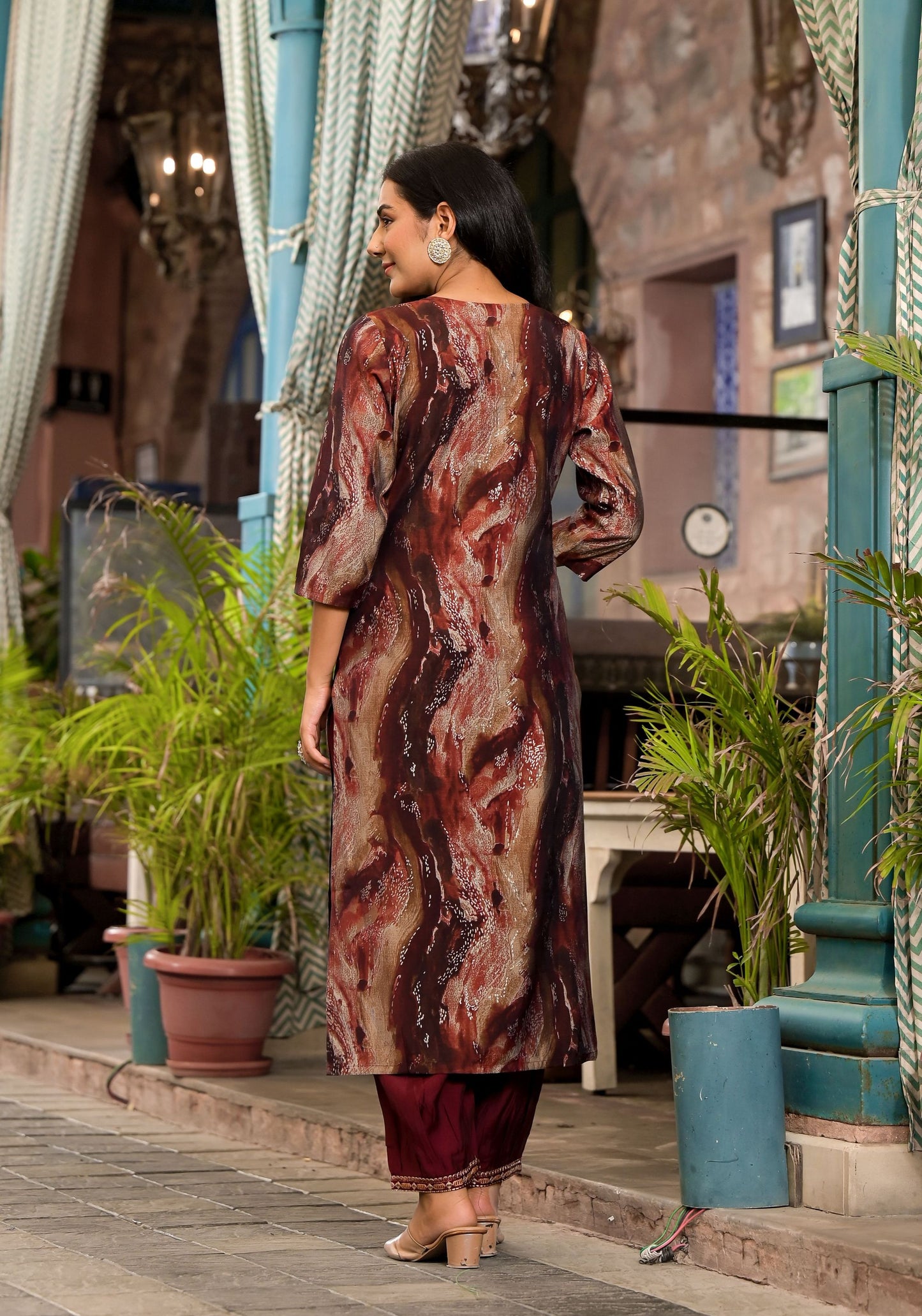 Brown color modal silk salwar suit online

