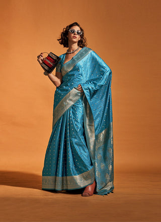 Sky handwoven silk saree for women online
