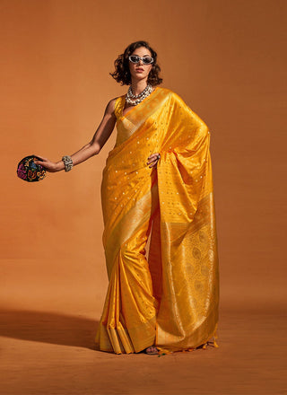 Yellow satin silk  with blouse price 