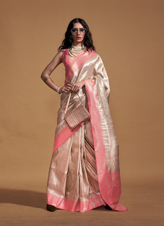 Pink color kanjivaram silk saree for women price
