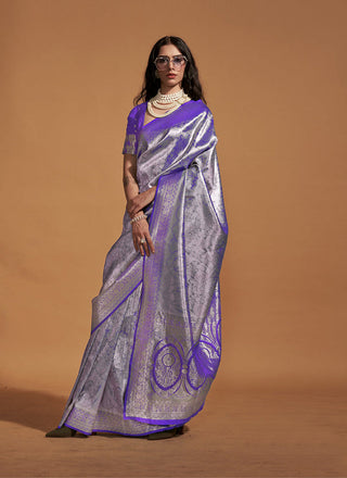 Purple color kanjivaram silk saree online shopping