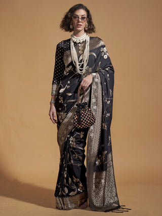 black silk saree with blouse