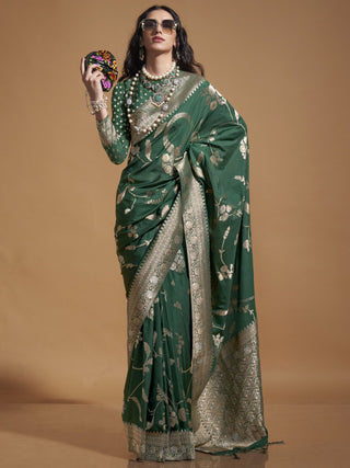 Green georgette handloom silk sarees online
