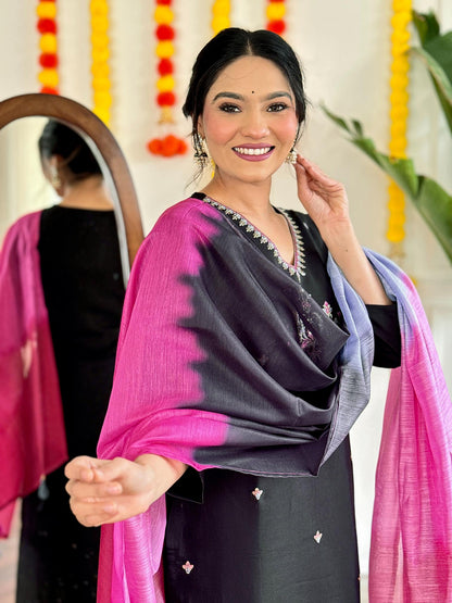 Black color viscose chanderi salwar suit design