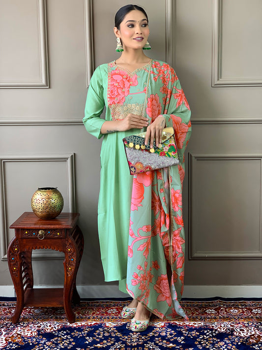 Green chanderi salwar suit for women price

