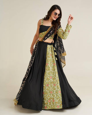 Fancy black polly rayon lehenga choli with dupatta