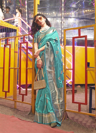 Rama handwoven art silk saree for women online
