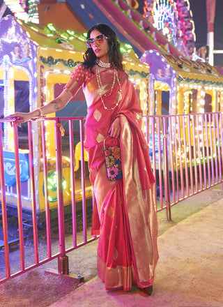 Red color silk saree for women