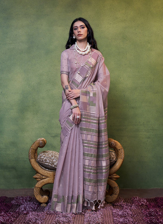 Lavender color cotton saree for women