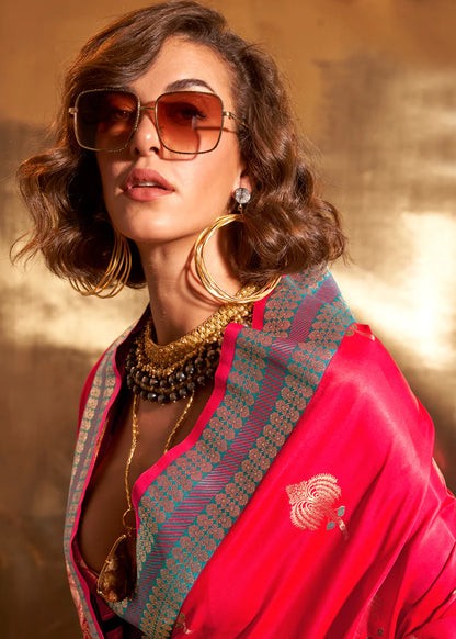 Pink color handloom silk saree for women with price
