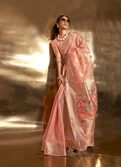 Peach colour Saree for Wedding
