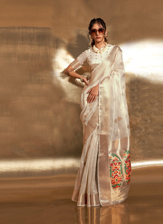 Off white tissue saree for women with price
