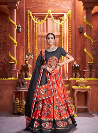 Red chaniya choli for navratri online shopping