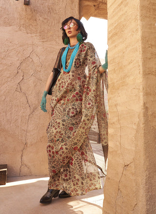 Brown color tissue saree for women