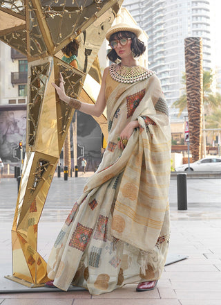 Off white Color Saree Party Wear
