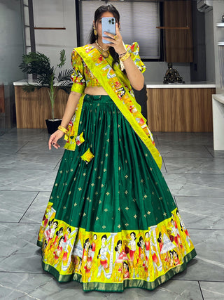 Dark green navratri lehenga choli for women
