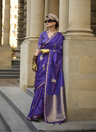 Purple color japan crepe saree for women online
