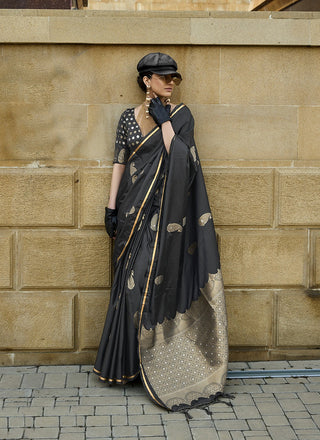 Black color silk sarees for wedding
