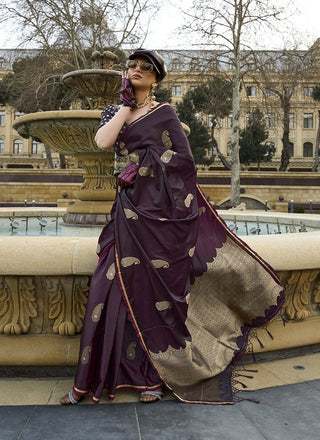  Wine colour saree for women