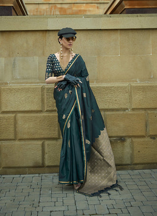 Green Color satin silk saree for women 