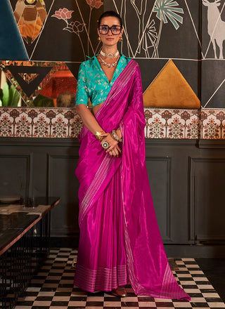 Pink color viscose saree for women online shopping
