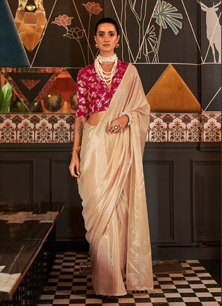 Beige color viscose saree for women online
