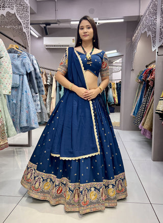 Navy blue color silk lehenga choli for women with price
