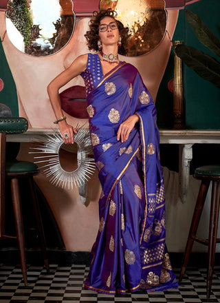 Purple satin handloom silk saree for women price
