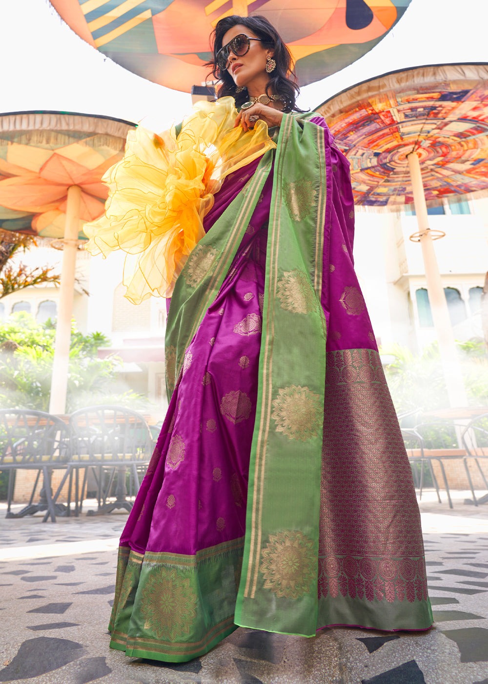Rani Pink colour wedding sarees

